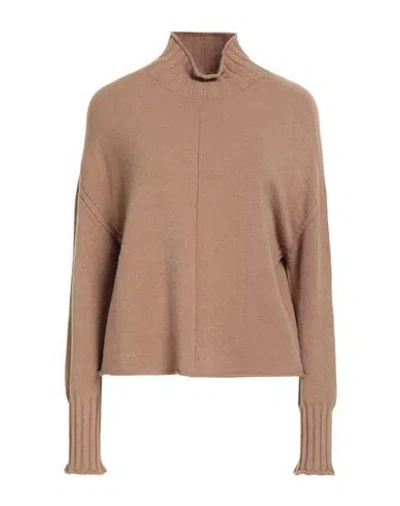 Berna Woman Turtleneck Camel Size L Viscose, Polyester, Polyamide In Sand