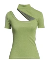 Berna Woman Turtleneck Lime Green Size Onesize Polyacrylic, Cotton, Polyamide, Metallic Fiber, Elast In Green