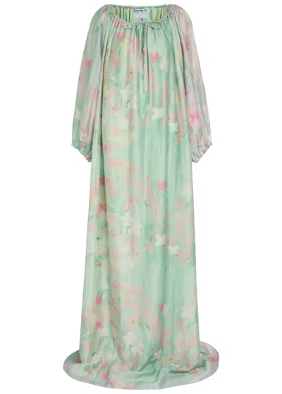 Bernadette Ally Floral-print Woven Maxi Dress In Green