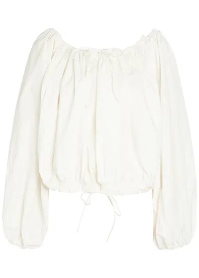 Bernadette Ally Gathered Stretch-cotton Poplin Top In White