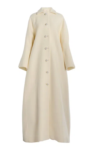 Bernadette Angelo Wool Long Coat In Ivory