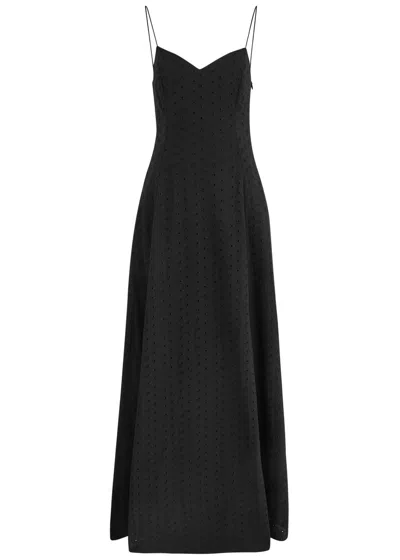 Bernadette Aria Eyelet-embroidered Cotton Maxi Dress In Black