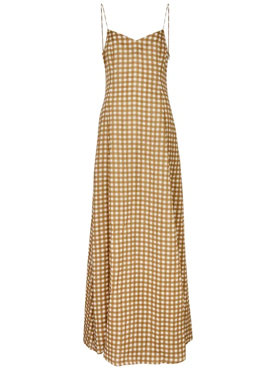 Bernadette Aria Gingham Linen Maxi Dress In Brown | ModeSens