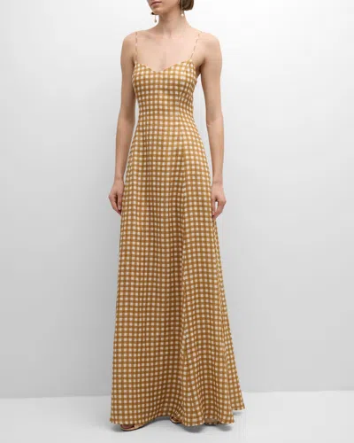 BERNADETTE ARIA LINEN GINGHAM MAXI DRESS