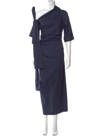 Pre-owned Bernadette Asymmetrical Long Dress In Blue
