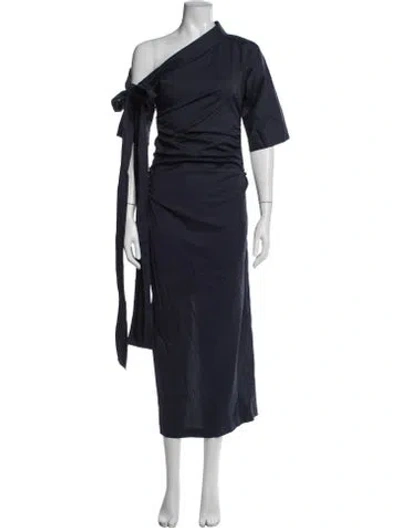Pre-owned Bernadette Asymmetrical Long Dress In Blue