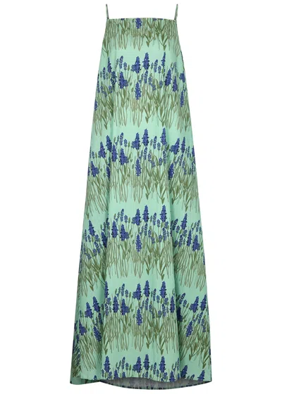 Bernadette Audrey Green Floral-print Stretch-cotton Dress