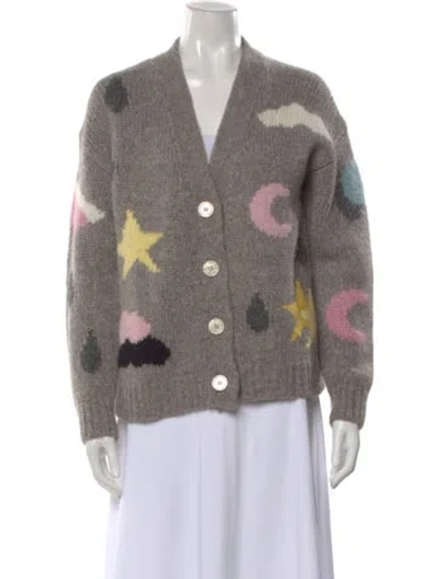 Pre-owned Bernadette Baby Alpaca Graphic Print Sweater In Neutral