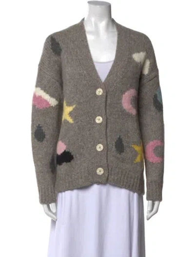Pre-owned Bernadette Baby Alpaca Patterned Sweater In Grey