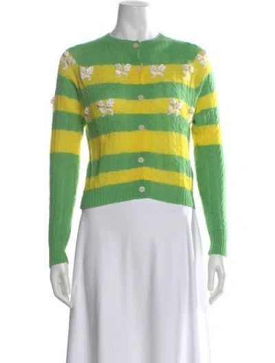 Pre-owned Bernadette Baby Alpaca Striped Sweater In Green