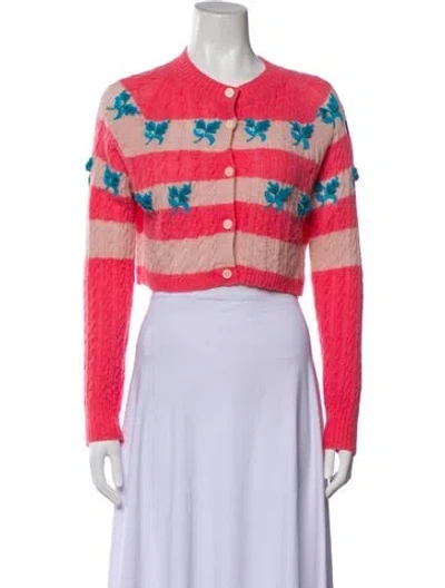 Pre-owned Bernadette Baby Alpaca Striped Sweater In Pink