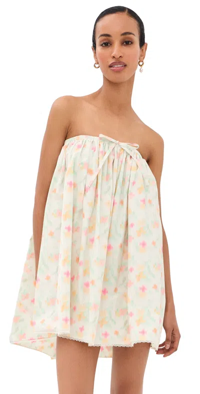 Bernadette Babydoll Dress Chine Falling Clematis/white