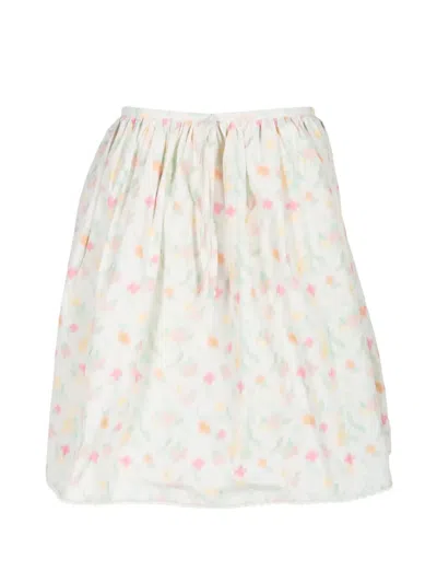 Bernadette Babydoll Floral-print Gathered Mini Dress In White