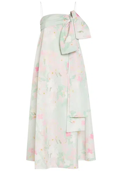 Bernadette Bailey Bow Floral-print Shell Midi Dress In Multi