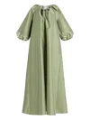 Bernadette Balloon-sleeve Maxi Dress In Green