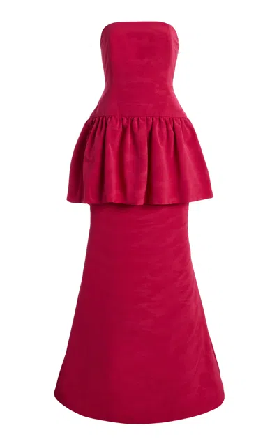 Bernadette Balthasar Moire Maxi Dress In Red