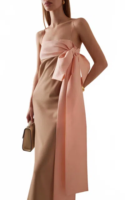 Bernadette Bart Square Neck Dress In Beige In Pink