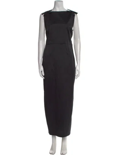 Pre-owned Bernadette Bateau Neckline Long Dress In Black