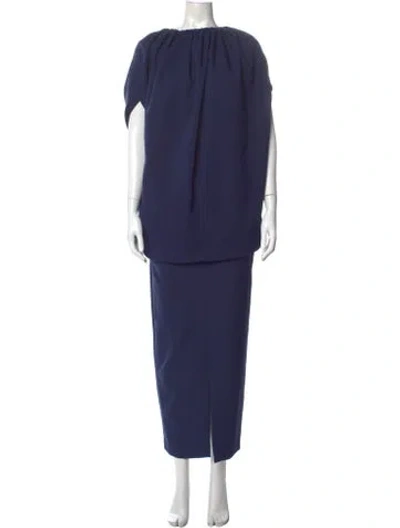 Pre-owned Bernadette Bateau Neckline Long Dress In Blue