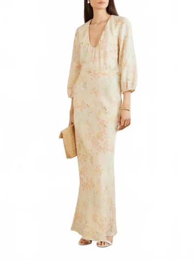 Bernadette Beau Floral-print Linen Maxi Dress In Cream In Neutral