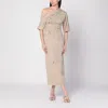 Bernadette Bowery Jewel-embroidered Cotton-linen Midi Dress In Neutral