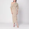 Bernadette Bowery Jewel-embroidered Cotton-linen Midi Dress In Neutral