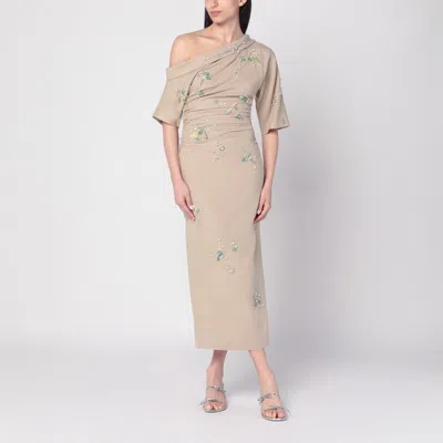 BERNADETTE BERNADETTE  BEIGE EMBROIDERED BOWERY DRESS