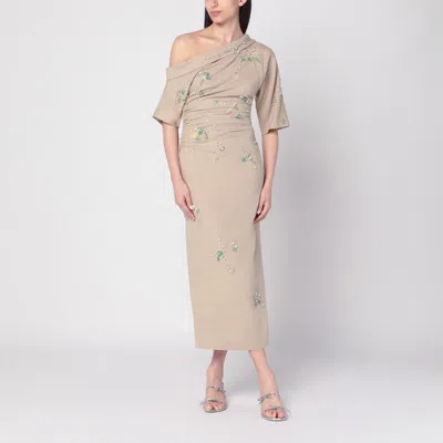 BERNADETTE BERNADETTE BEIGE EMBROIDERED BOWERY DRESS