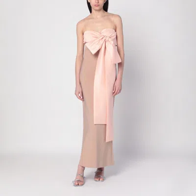 BERNADETTE BERNADETTE BEIGE/PINK BART DRESS WITH OVERSIZED BOW