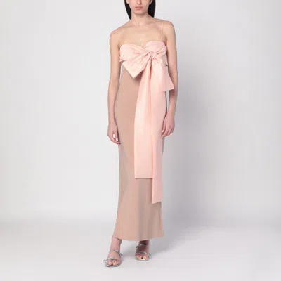 Bernadette Beige/pink Bart Dress With Oversized Bow