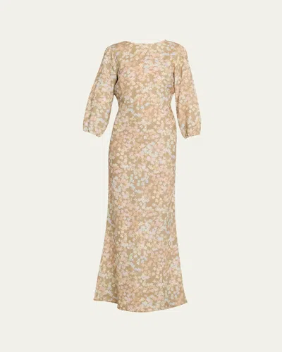 Bernadette Berna Floral Linen Maxi Dress In Multi