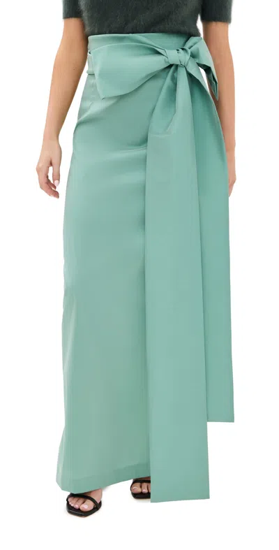 Bernadette Bernard Bow-embellished Taffeta Maxi Skirt In Green