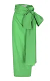 Bernadette Bernard Tie-detailed Taffeta Maxi Skirt In Green