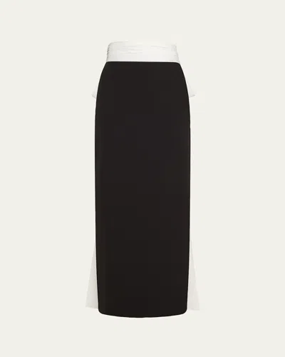 Bernadette Bow Column Maxi Skirt In Whtblk