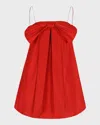 Bernadette Bow Strapless Babydoll Mini Dress In Red