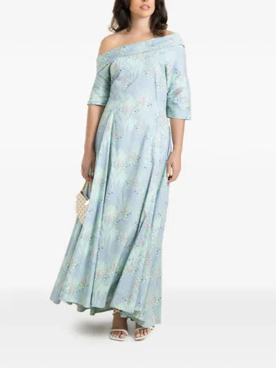 Bernadette Bowers Floral-print Maxi Dress In Blue