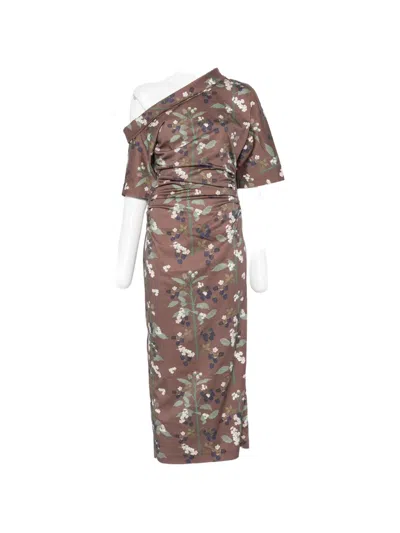 Bernadette Bowery Floral-print Midi Dress In Brown