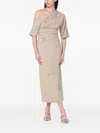 Bernadette Bowery Jewel-embroidered Cotton-linen Midi Dress In Multi
