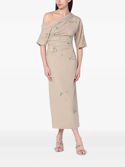 BERNADETTE BOWERY ONE-SHOULDER MIDI DRESS