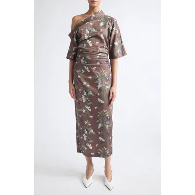 Bernadette Bowery One-shoulder Stretch Cotton Midi Dress In Multi