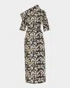 Bernadette Bowery Off-the-shoulder Buttercup-print Cotton-linen Maxi Dress In Buttercups - Black