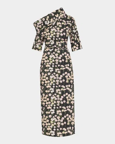 BERNADETTE BOWIE PRINTED OFF-THE-SHOULDER BOW DRESS