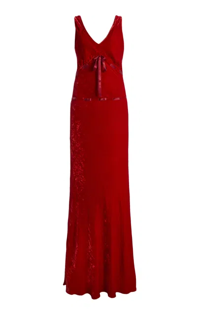 Bernadette Camille Velvet Maxi Dress In Red