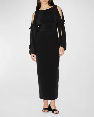 Bernadette Candela Bow-slash Sleeves Maxi Dress In Black