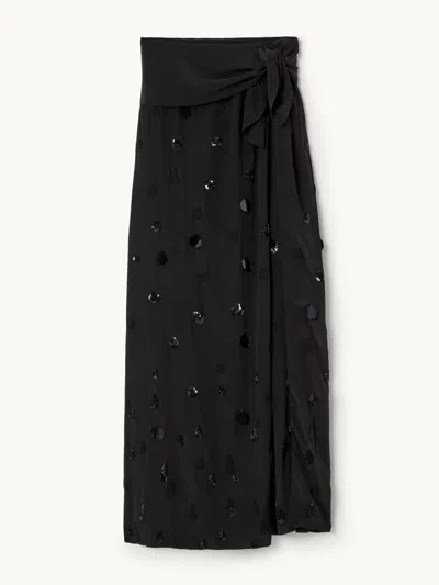 Bernadette Char Embroidered Skirt Black Polka Rain Fr40