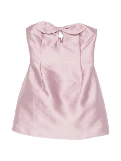 Bernadette Charlotte Strapless Bow-detailed Satin Mini Dress In Pink