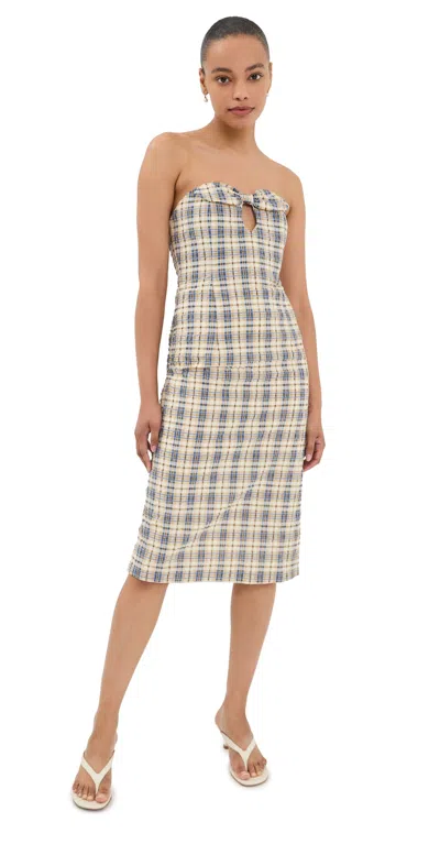 Bernadette Bow-embellished Checked Seersucker Midi Dress In Multi