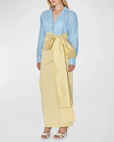 Bernadette Claire Contrast Gown With Bow Detail In Multi