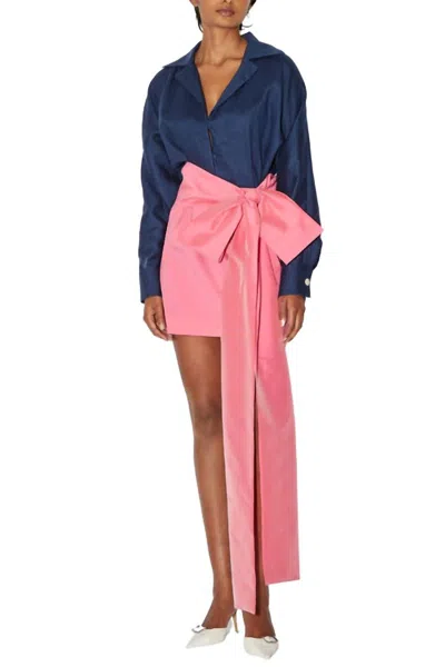 Bernadette Claire Short Dress In Midnight Blue & Framboise Pink
