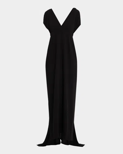 Bernadette Clara Empire-waist Drape Maxi Dress In Black